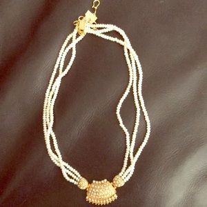 Pearl and gold statement necklace